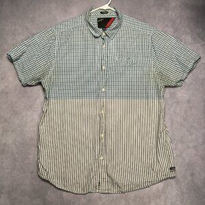 Alpinestars Mens Plaid Shirt size XXL Short Sleeve Button Up Pocket‎ White Blue